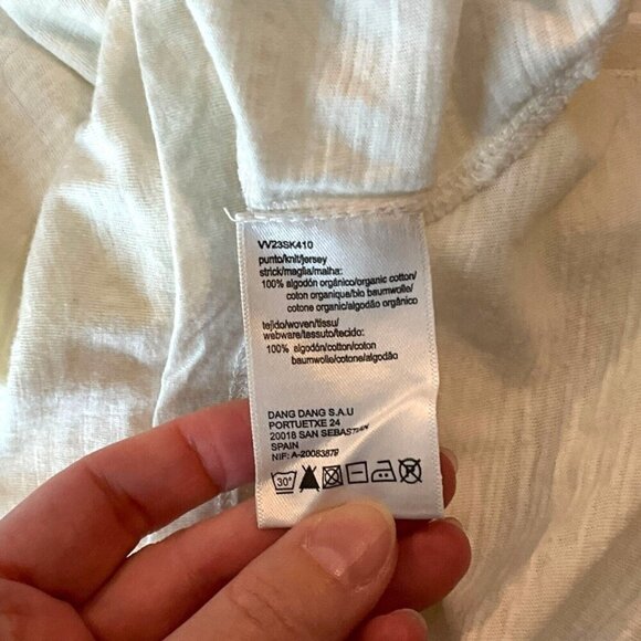 NWT Cold & Indi Camiseta White Top V Neck Size S Embroided Peasant - Picture 7 of 10